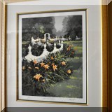 A05. Peter Rolfe signed limited edition print “White Fence and Lilies”. Frame 29”h x 26”w 